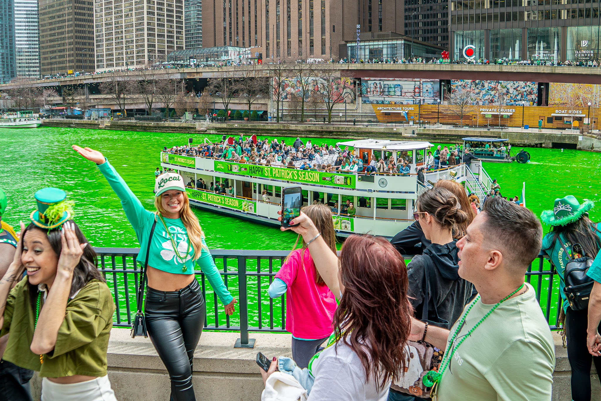 Jameson Irish Whiskey activation at Chicago River St. Patrick's Day dyeing
