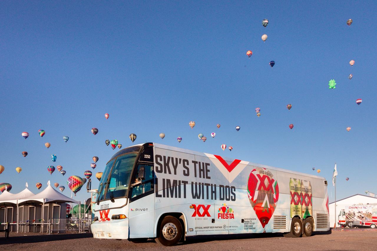 Dos Equis bus wrap at Albuquerque Balloon Festival