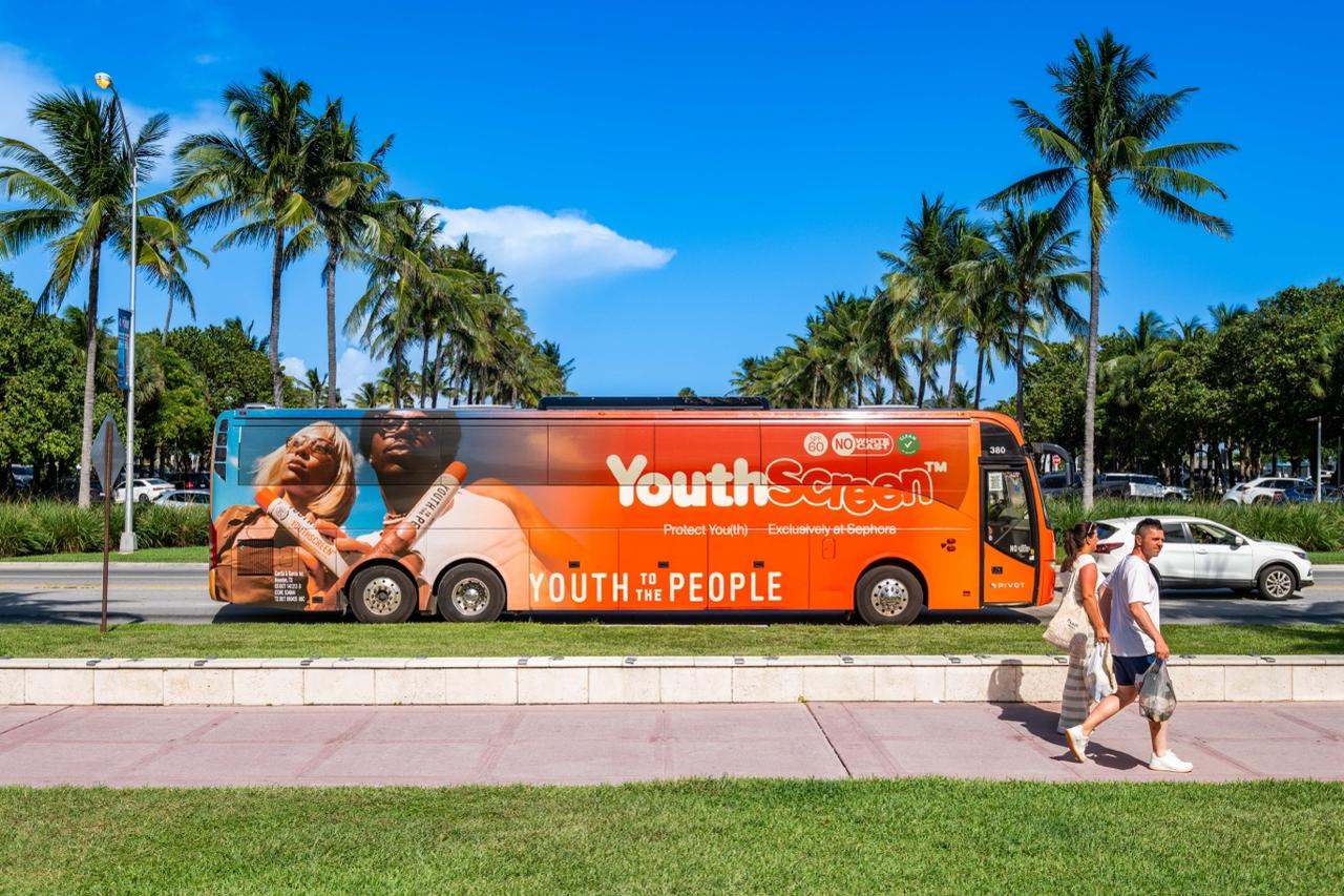 Youth to the People full bus wrap in Miami Beach