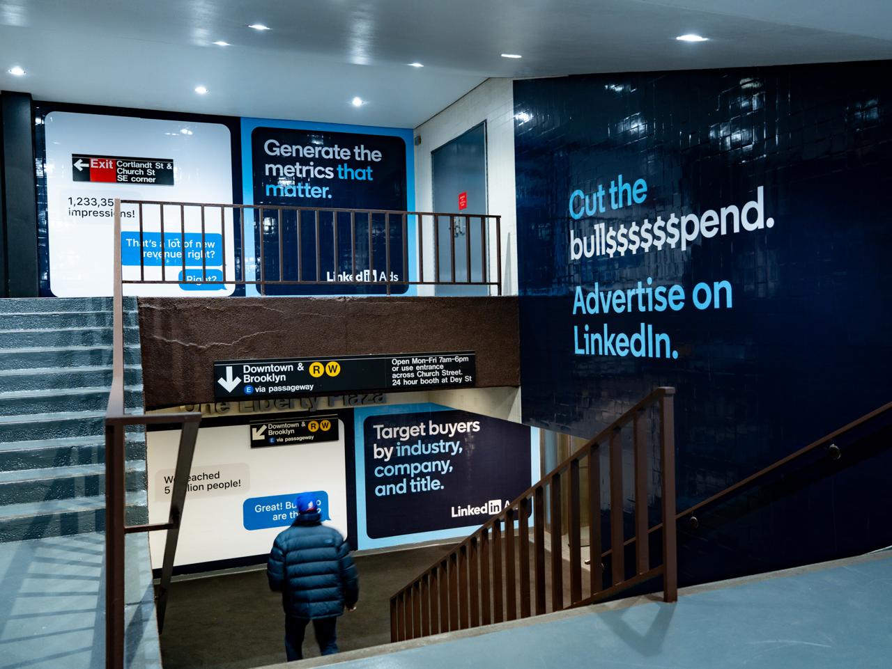 LinkedIn Ads station domination in NYC subway